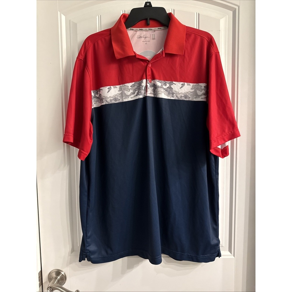 Walter Hagen Polo Shirt Mens XL Red USA Camo Stripe Golf 11 Patriotic America